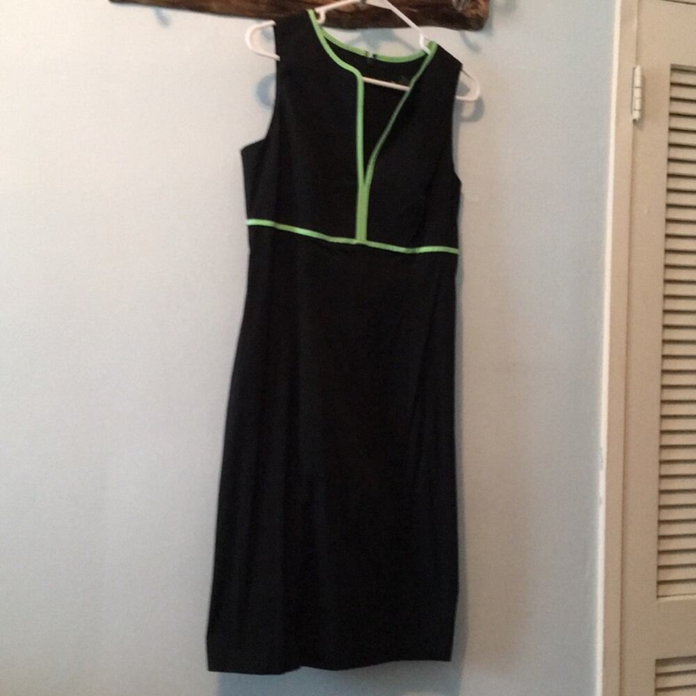 Express Black Bodycon Mini Dress Neon Green Piping Size 10
